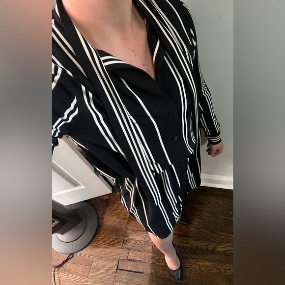 Ann Taylor Black dress with white stripes - Picture 2 of 4